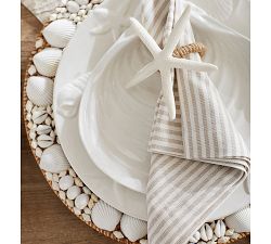 Shell-Rimmed Handwoven Rattan Charger Plate