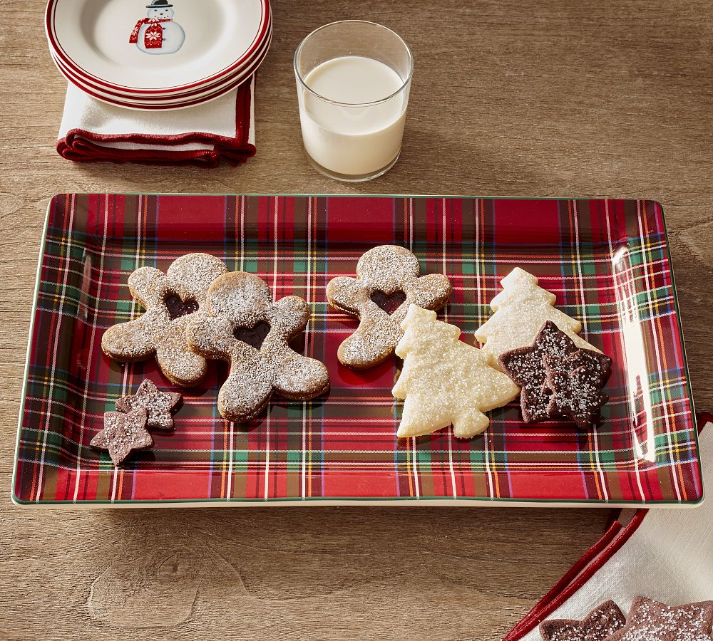 Stewart Plaid Stoneware Rectangular Serving Platter by Pottery Barn