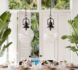 Duke Oversized Recycled Glass &amp; Metal Pendant (16")