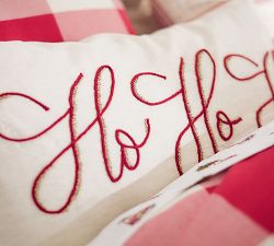 Ho Ho Ho Embroidered Pillow Cover