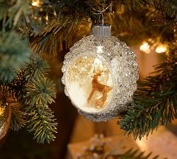 Lit Reindeer Scene in Mercury Ornament