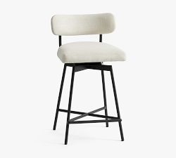 Maison Upholstered Low Back Swivel Stool