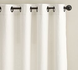 Open Box: Emery Linen Grommet Blackout Curtain, 100"W x 108"L - Ivory