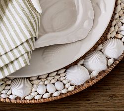 Shell-Rimmed Handwoven Rattan Charger Plate