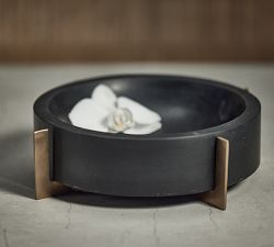 Bellem Handcrafted Marble Decorative Bowl On Brass Stand