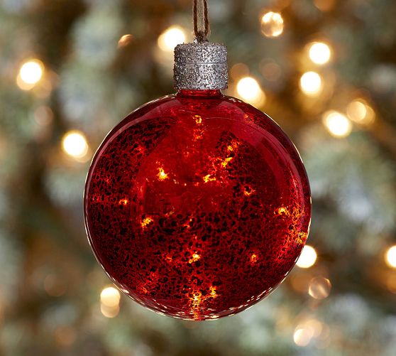 Lit Red Globe Ornament