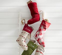 Plaid Pom Poms Nostalgic Stocking