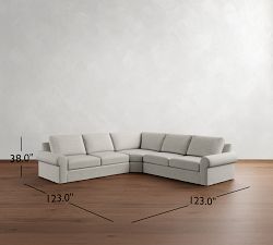 Big Sur Roll Arm Slipcovered 3-Piece L-Shaped Wedge Sectional (124")