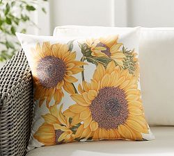 Botanical Sunflower Outdoor Pillow