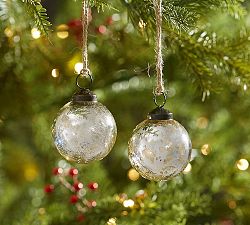 Mercury Glass Ball Ornaments, Set of 6 - Silver