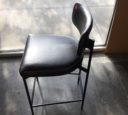 Open Box: Maison Leather Counter Height Bar Stool (24") - Vintage Midnight, Antique Bronze Leg