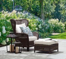 Torrey Wicker Outdoor Ottoman (25")