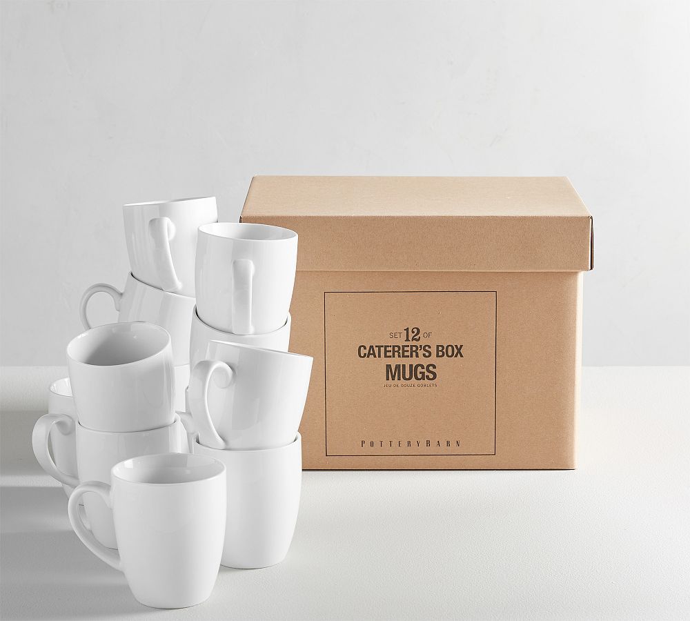 Caterer's Box Porcelain Mugs - Set of 12 by Pottery Barn