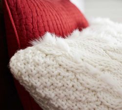 Faux Fur Cable Knit Pillow Cover