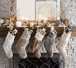 Faux Fur Stocking, Dune Leopard
