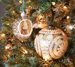 Lit Reindeer Scene in Mercury Ornament