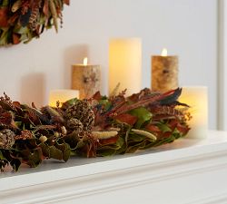Magnolia &amp; Pheasant Feather Wreath &amp; Mantel Piece