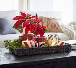 Premium Flickering Flameless Wax Pillar Candles - Candy Striped