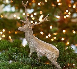 Silver Glitter Reindeer Ornament