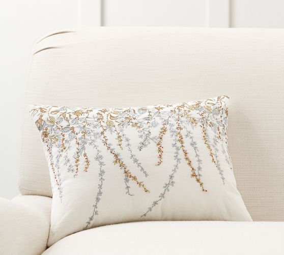 Monique Lhuillier Trailing Vine Embroidered Boudoir Pillow