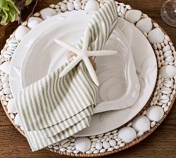 Shell-Rimmed Handwoven Rattan Charger Plate