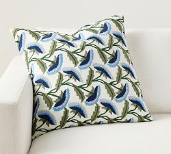 Floral Vine Embroidered Pillow