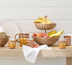 Handwoven Wicker Tiered Stand