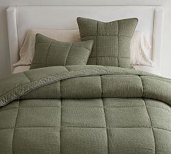 Open Box: European Flax Linen Waffle Comforter, King/Cal.King - Loden
