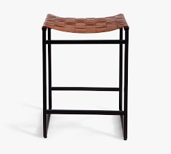 Hardy Woven Leather Backless Stool