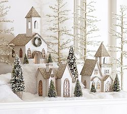 Lit German Glitter Village Houses, Benefiting Give A Little Hope Campaign