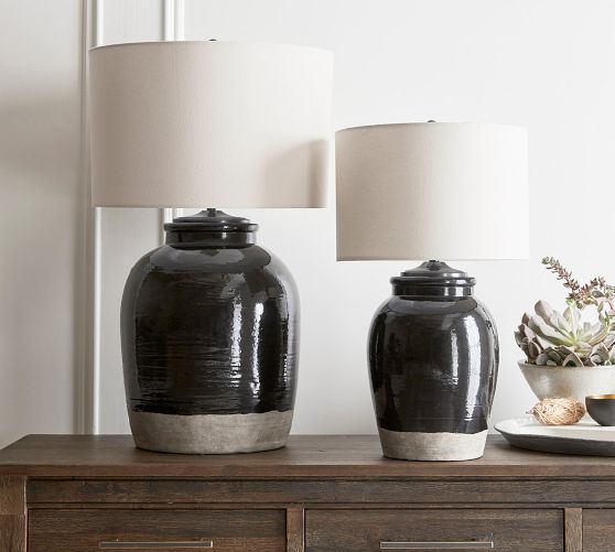 Miller Ceramic Table Lamp, Black (25"-32")