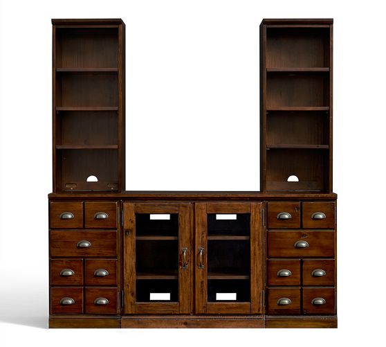 Printer's 5-Piece Entertainment Center With Cabinets - Thumbnail 2