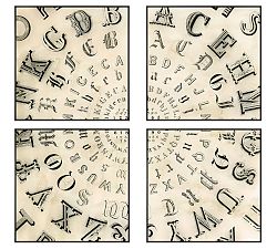 Set of 4, Typography Spiral Prints