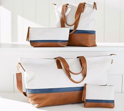 Ainsley Leather Pouch - Navy/White