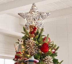 Light Up Snowy Star Handcrafted Rattan Tree Topper