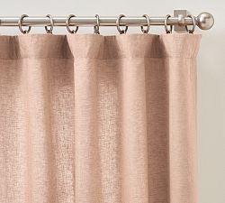 Open Box: Belgian Flax Linen Light Filtering Curtain, 50"W x 120"L - Soft Apricot