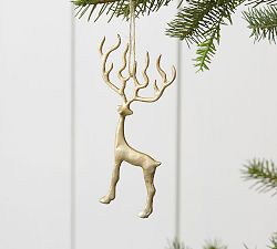 Brass Sculpted Reindeer Ornament