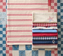 Americana Star Embroidered Cotton/Linen Napkins - Set of 4