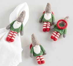 Gnome Handcrafted Wool Felt Napkin Rings - Set of 4