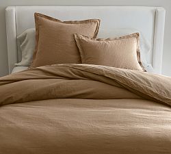 Open Box: Belgian Flax Linen Double Flange Duvet, Twin/Twin XL - Bronze