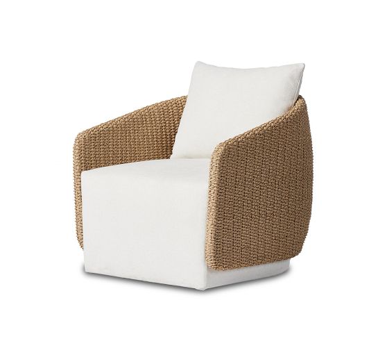 Pottery Barn Malone Wicker Swivel Lounge Chair - Thumbnail 2
