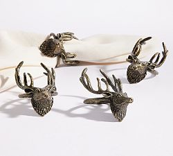 Metal Stag Napkin Rings - Set of 4