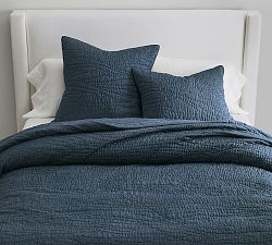Open Box: Belgian Flax Linen Handcrafted Quilt, Twin/Twin XL - Denim