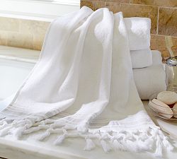 Terry Stripe with Fringe Hand Towels - Set of 2