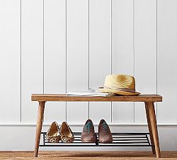 Lucy Mango Wood Shoe Rack with Bench (30")