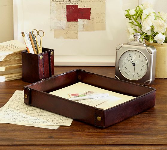 Saddle Leather Letter Tray