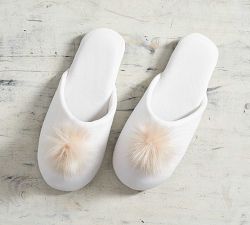 Velvet Pom Pom Slippers