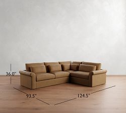 Westwood Roll Arm Deep Seat Leather 3-Piece Sectional