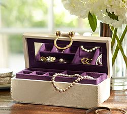 Pebble Leather Small Ivory Jewelry Box