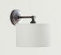 Linen Drum Shade Straight Arm Sconce (10'')